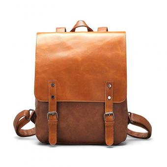 Коричневый искусственная кожа рюкзак кошелек колледж школа bookbag выходные путешествия рюкзак для женщин мужчин